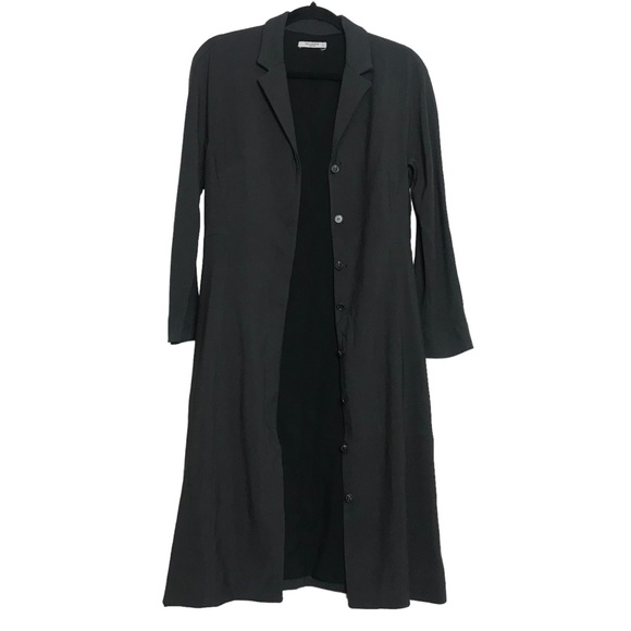 MM Lafleur Grey Liz Coat Dress Viscose Button Up Long Sleeve Collar A-Line Sz 8 - Picture 12 of 16